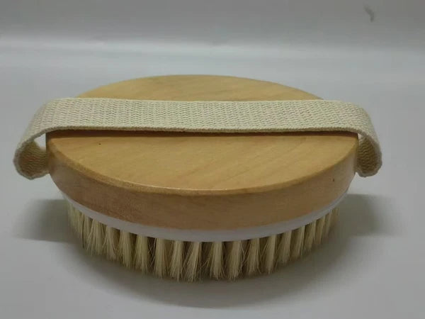 Dry Body Brush, Natural Bristle Bath Brush, Lymphatic Drainage, Exfoliate, Stimu