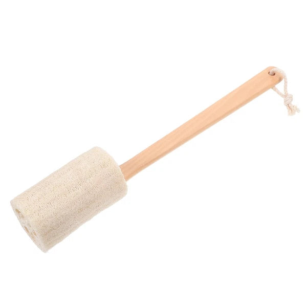 Natural Loofah Bath Scrubber Brush with Long Handle for Easy Cleaning