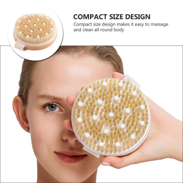 1PC Fine Wood Bath Brush Exfoliating Massage Brush (Khaki) No Handle Brush