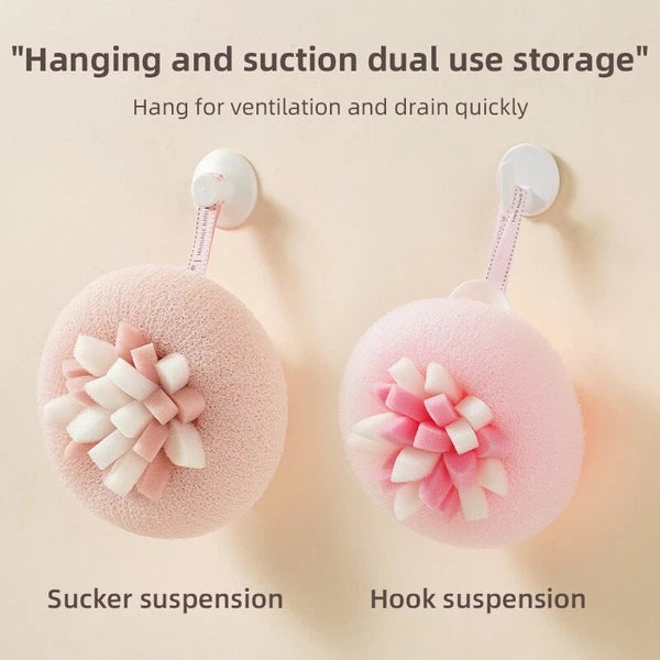 with Suction Cup Shower Bath Ball Sponge Bubble Brush  Household