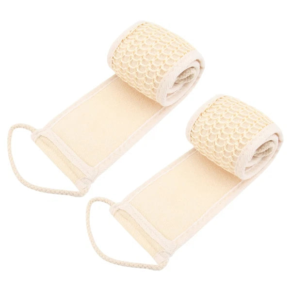 2Pcs Exfoliating Bath Scrubber Shower Back Strap Spa Long Skin Cleaning Brush