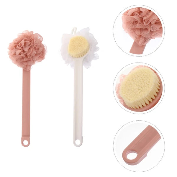 2pcs Long Handle Bath Brush Bristle Bathing Brush Household Bathing Accessories
