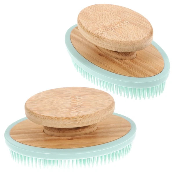 2pcs Silicone Bathing Long Teeth Body Cleaning Brush Mild Body Scrubber Brush