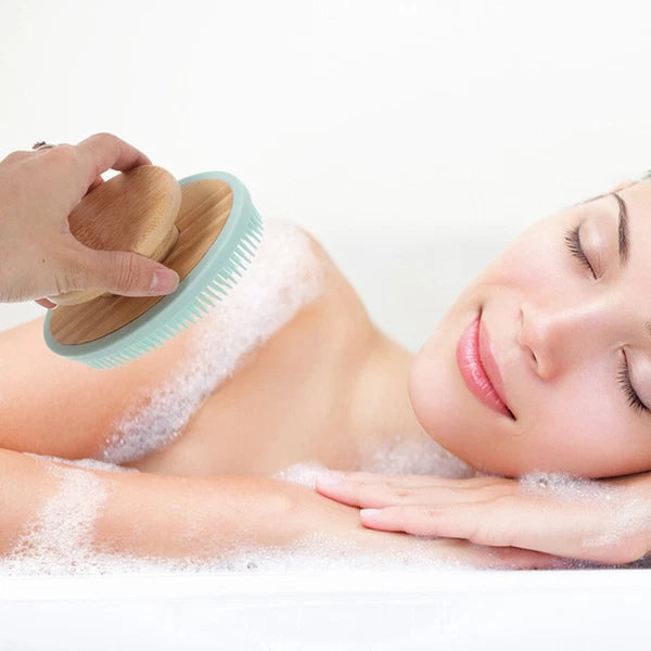 2pcs Silicone Bathing Long Teeth Body Cleaning Brush Mild Body Scrubber Brush