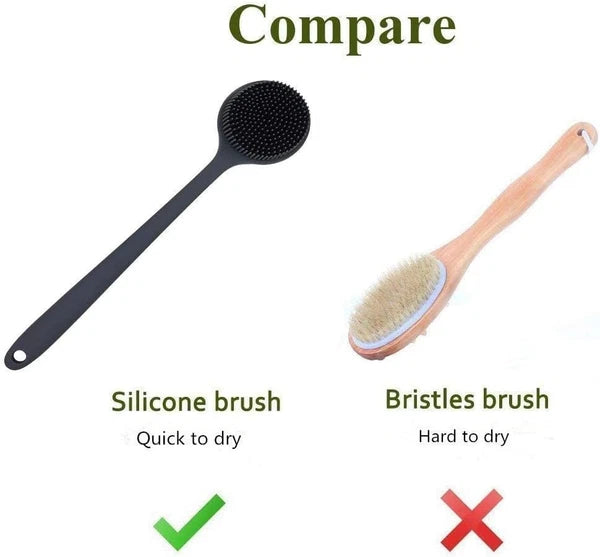 Silicone Body Scrubber, Long Handle Back Scrubber for Body, Shower Srush Back Br