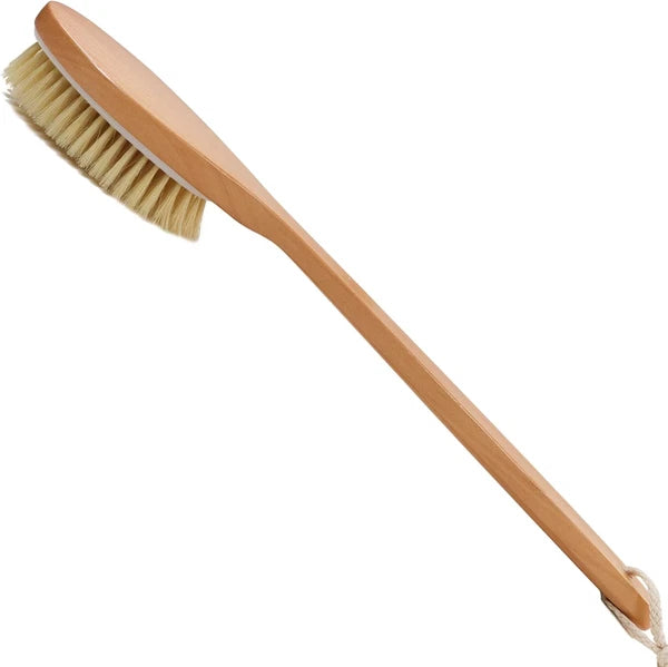 Bath Brushes with Soft and Natural Bristles Antiskid Wooden Long Handle Shower B