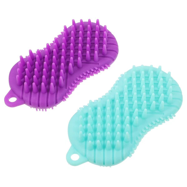 2 Pcs Silicone Bath Brush Scrubber for Body Baby Hair-washing Adults