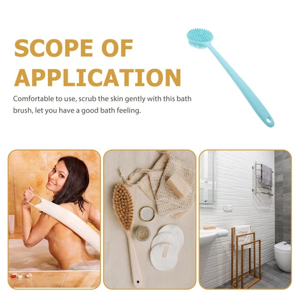 Long Handle Bath Brush Silicone Exfoliator Body Scrubber for Clesning