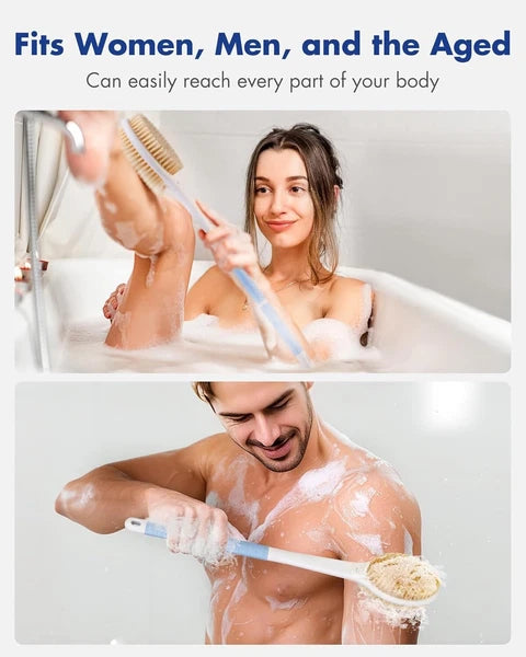 Body Shower Brush Back Scrubber: Anti Slip Long Handle Bath Brush with Stiff and