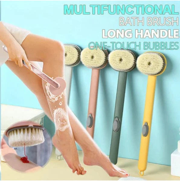 Long Handle Bath Massage Cleaning Brush with Soap Dispenser, Liquid Bath Brush