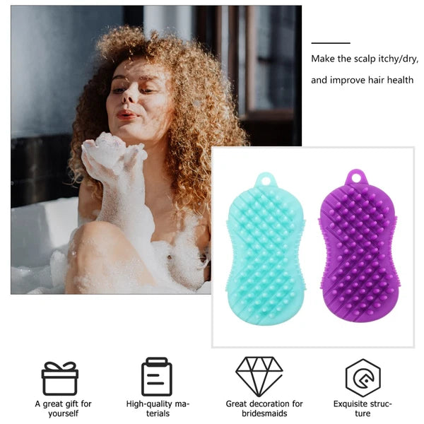 2 Pcs Silicone Bath Brush Scrubber for Body Baby Hair-washing Adults