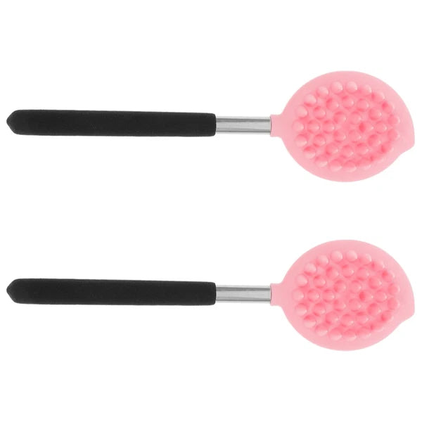 2 Pcs Long Handle Silicone Back Scrubber Body Bathing Brush Massage Shower Brush