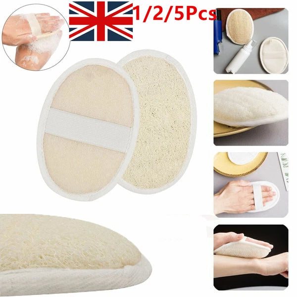 1/2/5X Biodegradable Shower Brushes Natural Loofah Exfoliating Sponge for Bath/