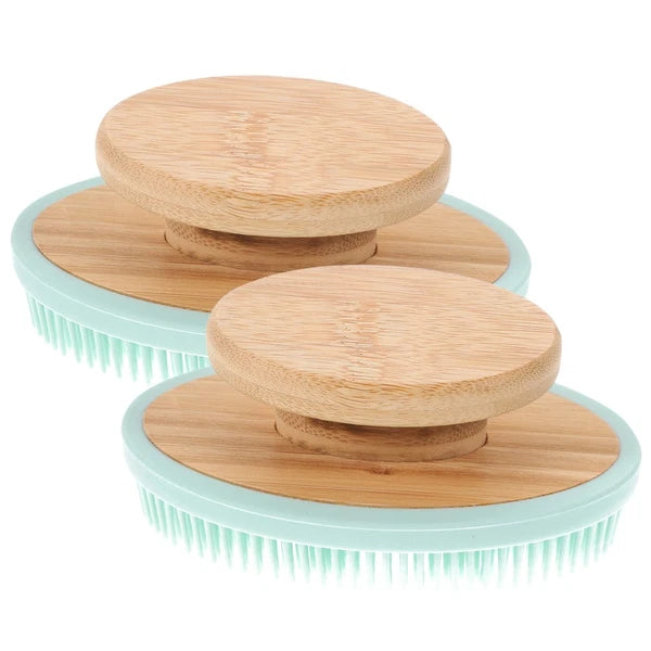 2pcs Silicone Bathing Long Teeth Body Cleaning Brush Mild Body Scrubber Brush