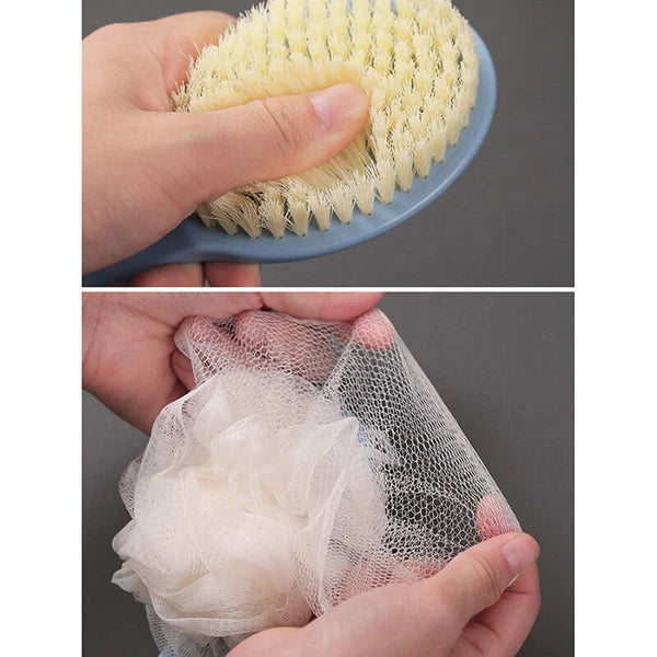 Long Handle Rubbing Back Bath Brush Flower Ball For Adult Soft Hair Dual PurYYR