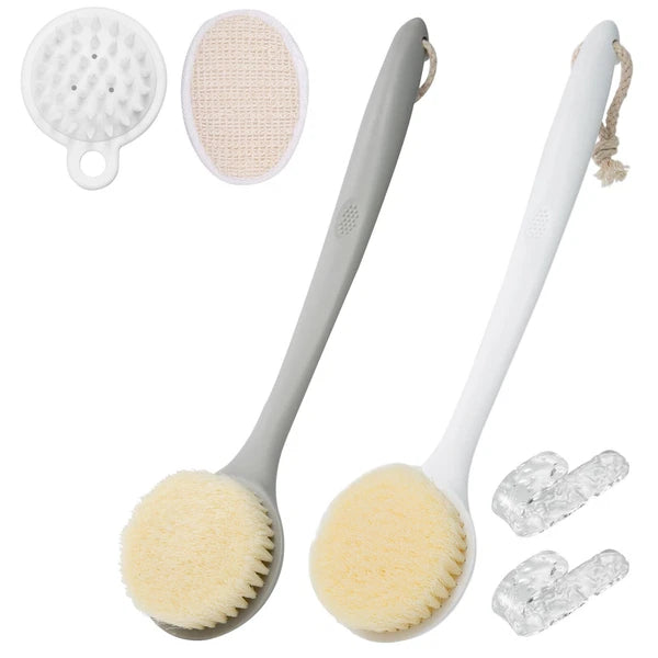 2 Pack Shower Brush for Back 14in Body Brush Long Handle Back Scrubber Soft B...