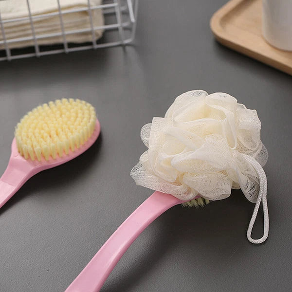 Long Handle Rubbing Back Bath Brush Flower Ball For Adult Soft Hair Dual PurYYR