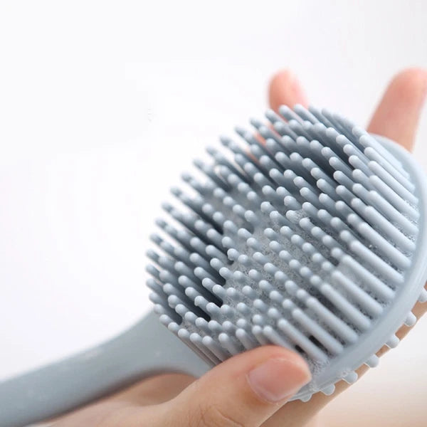 1pc Long Handle Shower Brush Silicone Body Brush Bath Brush Back Skin Scrubber