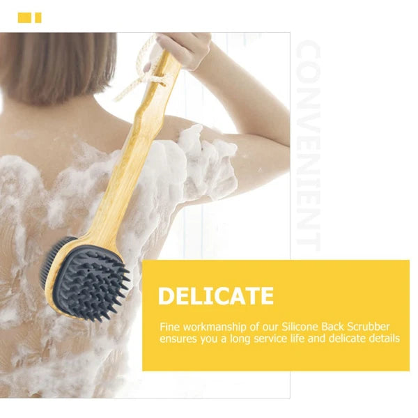 Bath Brush Silicone Back Scrubber for Shower Man Miss Body with Handle