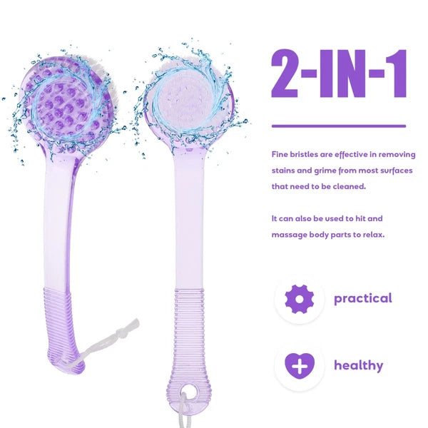 3 Pcs Bath Brush Body Shower Scrubber Extended Length Back Washer Brushes