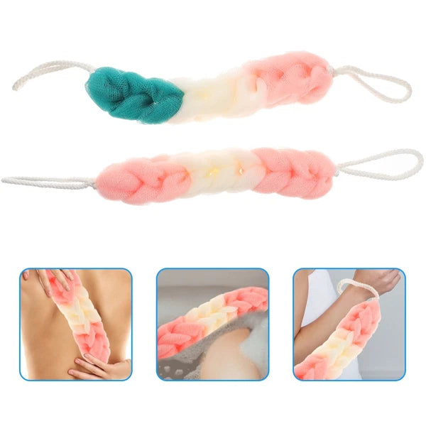 3 Pcs Back Scrubber Shower Scrunchie Bath Towel Man Loofah Exfoliating Body