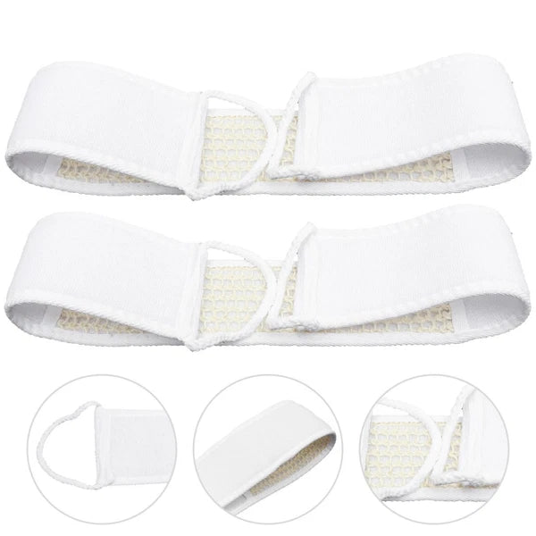 2Pcs Exfoliating Bath Scrubber Shower Back Strap Spa Long Skin Cleaning Brush