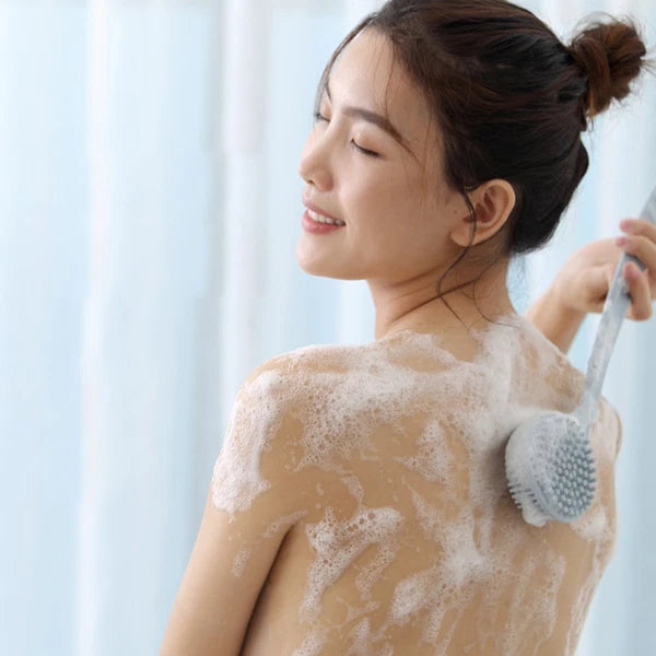 1pc Long Handle Shower Brush Silicone Body Brush Bath Brush Back Skin Scrubber