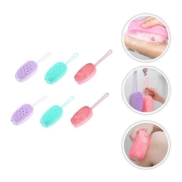 6 Pcs Bath Brush Exfoliating Body Bathing Scrubber Silicone Cleaning
