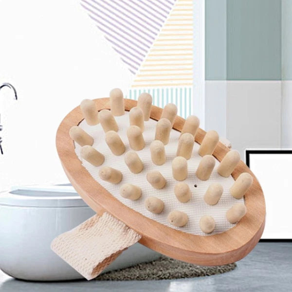 Body Massage Bath Brush Wooden Massage Round Head Bath Bathroom Accessories