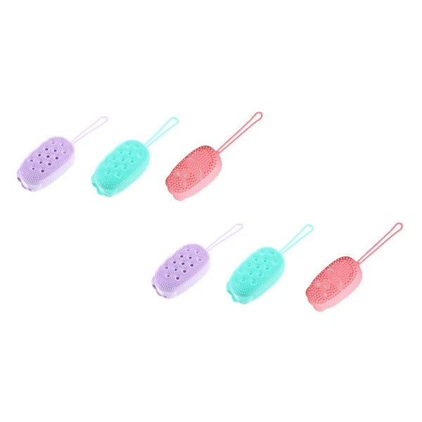 6 Pcs Bath Brush Exfoliating Body Bathing Scrubber Silicone Cleaning