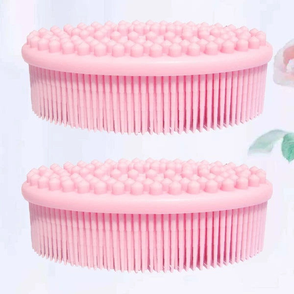 2 Pcs Massage Shampoo Brush Elder Silicone Bathing Shower Scrubber