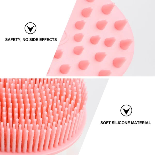 Double-sided Shower Brush Silicone Body Scrubber Bath Massage Brush (Pink)