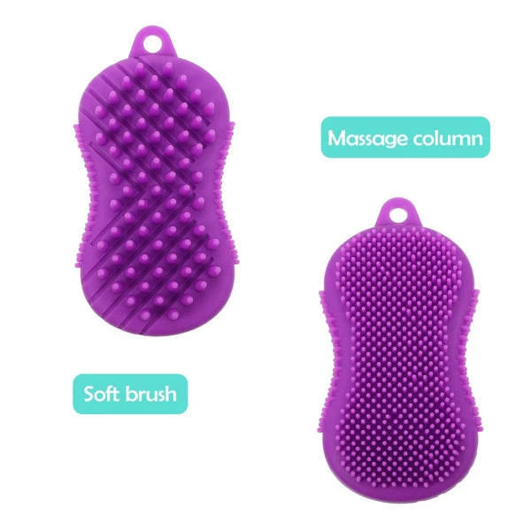 2 Pcs Silicone Bath Brush Scrubber for Body Baby Hair-washing Adults