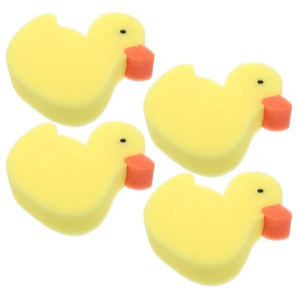 4 Pcs Little Yellow Duck Bath Brush Child Toddler Bathroom Sponges