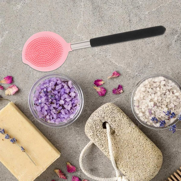 2 Pcs Long Handle Silicone Back Scrubber Body Bathing Brush Massage Shower Brush