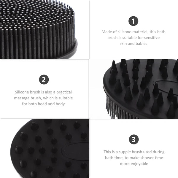 2 Pcs Bath Brush Silicone Shower Scrubber Body with Handle