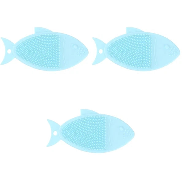 3 Pieces Fish-shaped Bath Brush Child Baby Silicone Cleaning Body